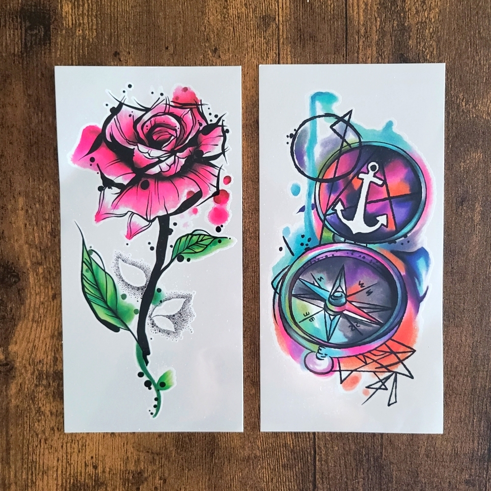 Large colored temporary tattoos, vibrant color tattoos